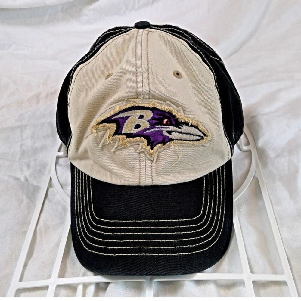'47 Brand Baltimore Ravens Strap Back Dad Hat/Cap Beige/Black NFL